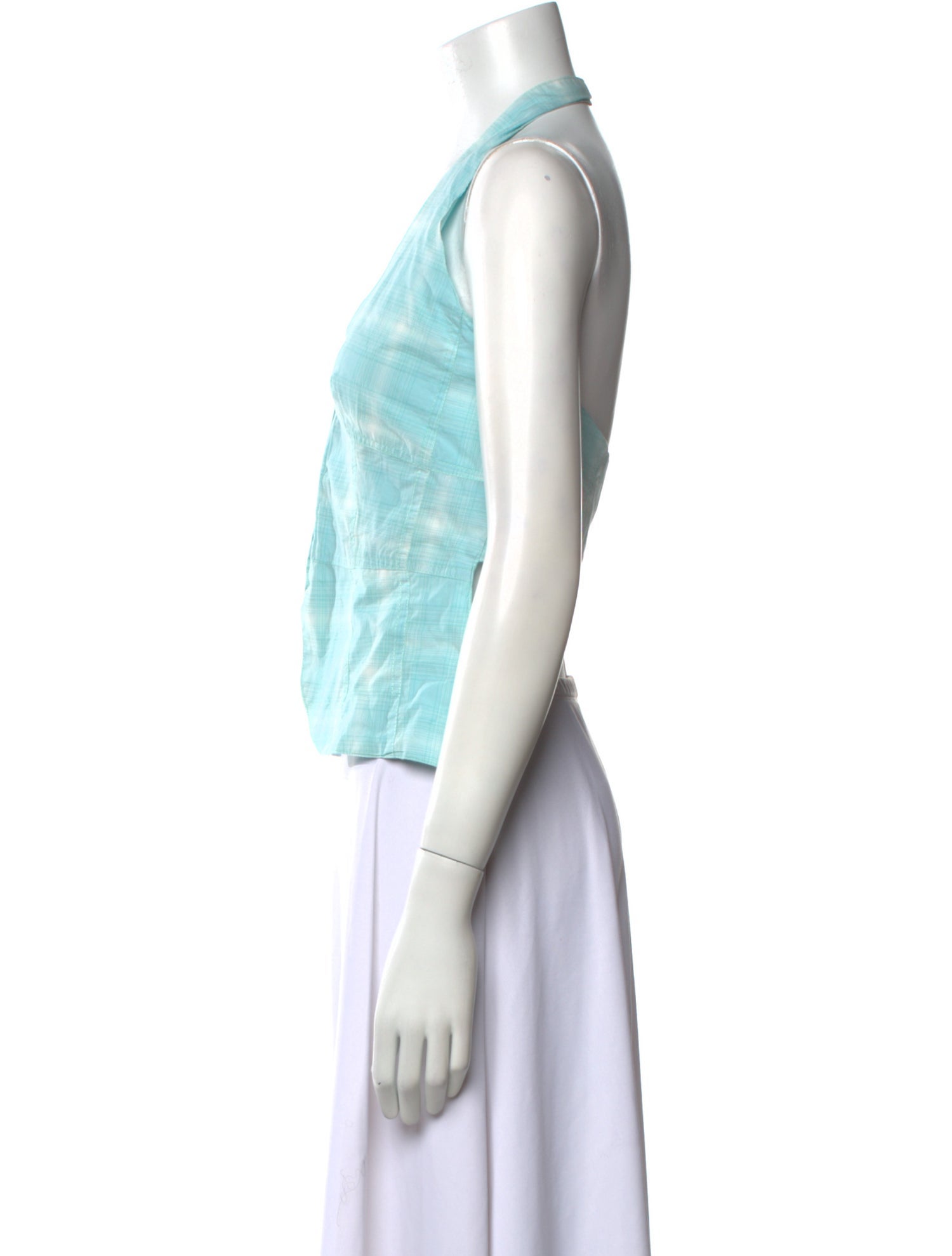 Gimaguas Plaid Print Halterneck Crop Top