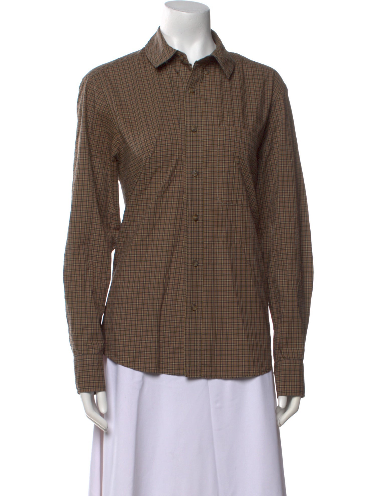 Gimaguas Plaid Print Long Sleeve Button-Up Top