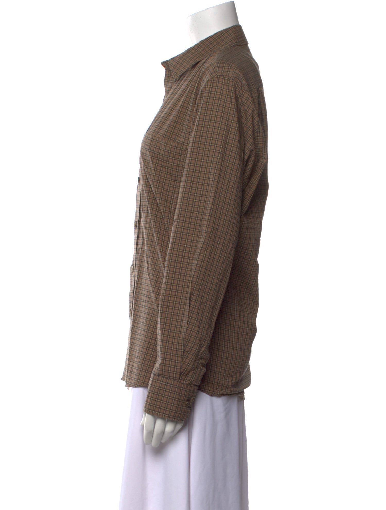 Gimaguas Plaid Print Long Sleeve Button-Up Top