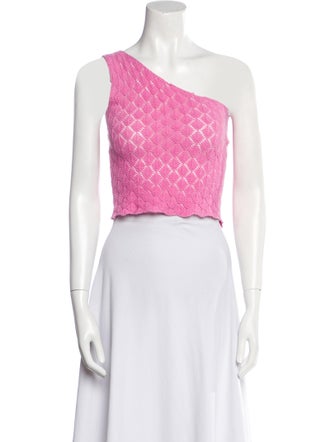 Gimaguas Patterned One-Shoulder Crop Top