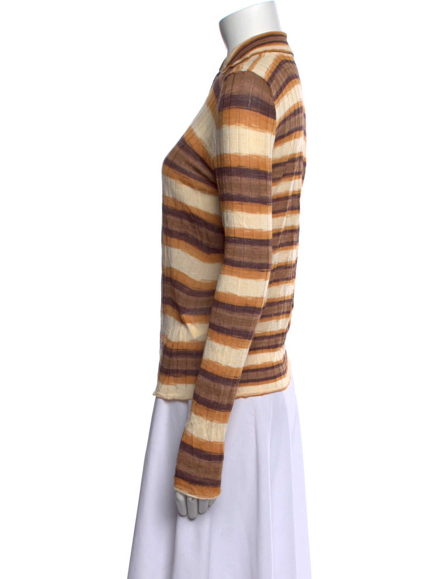 Gimaguas Striped Mock Neck Button-Up Top