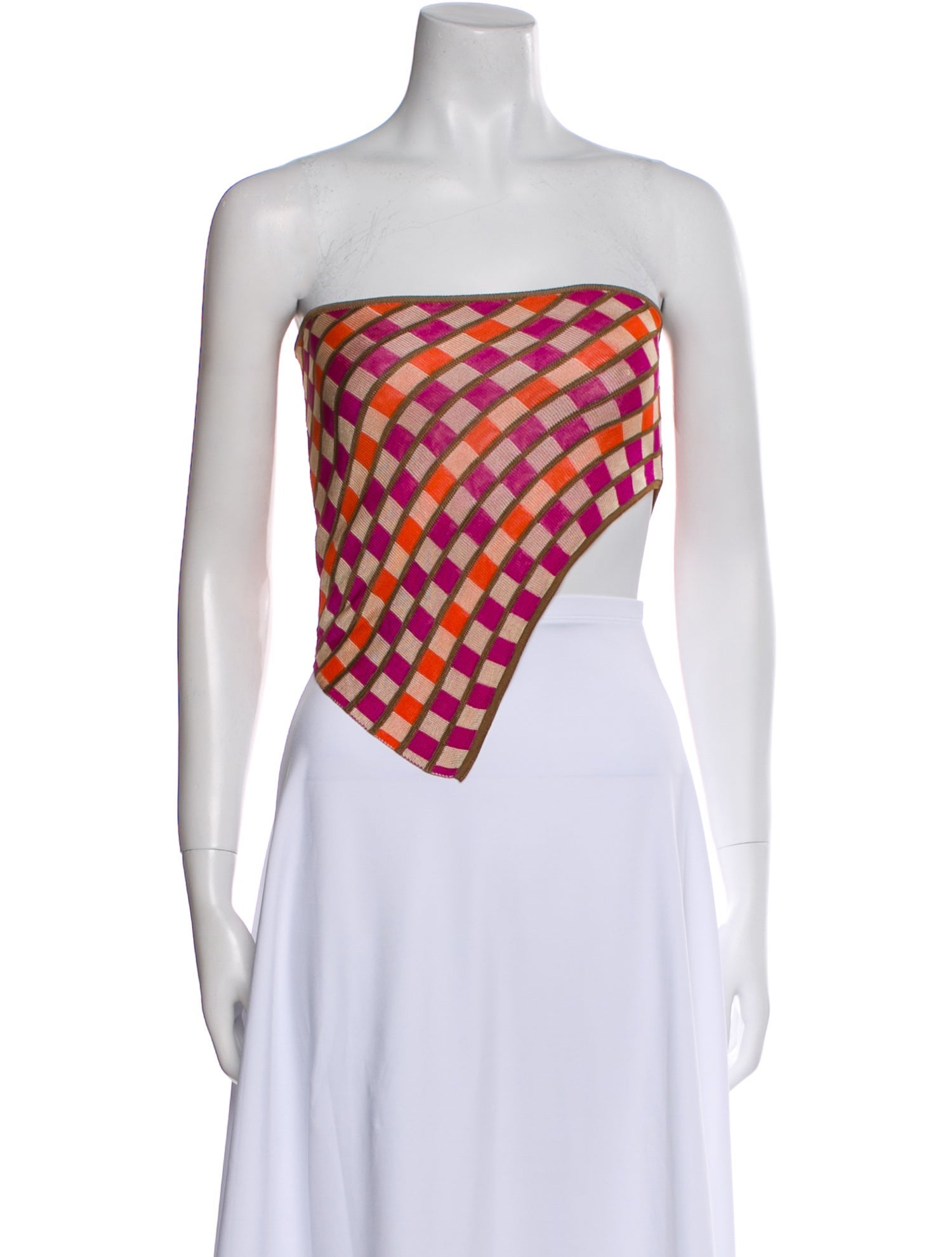 Gimaguas Plaid Print Strapless Crop Top