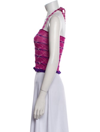 Gimaguas Printed Square Neckline Crop Top