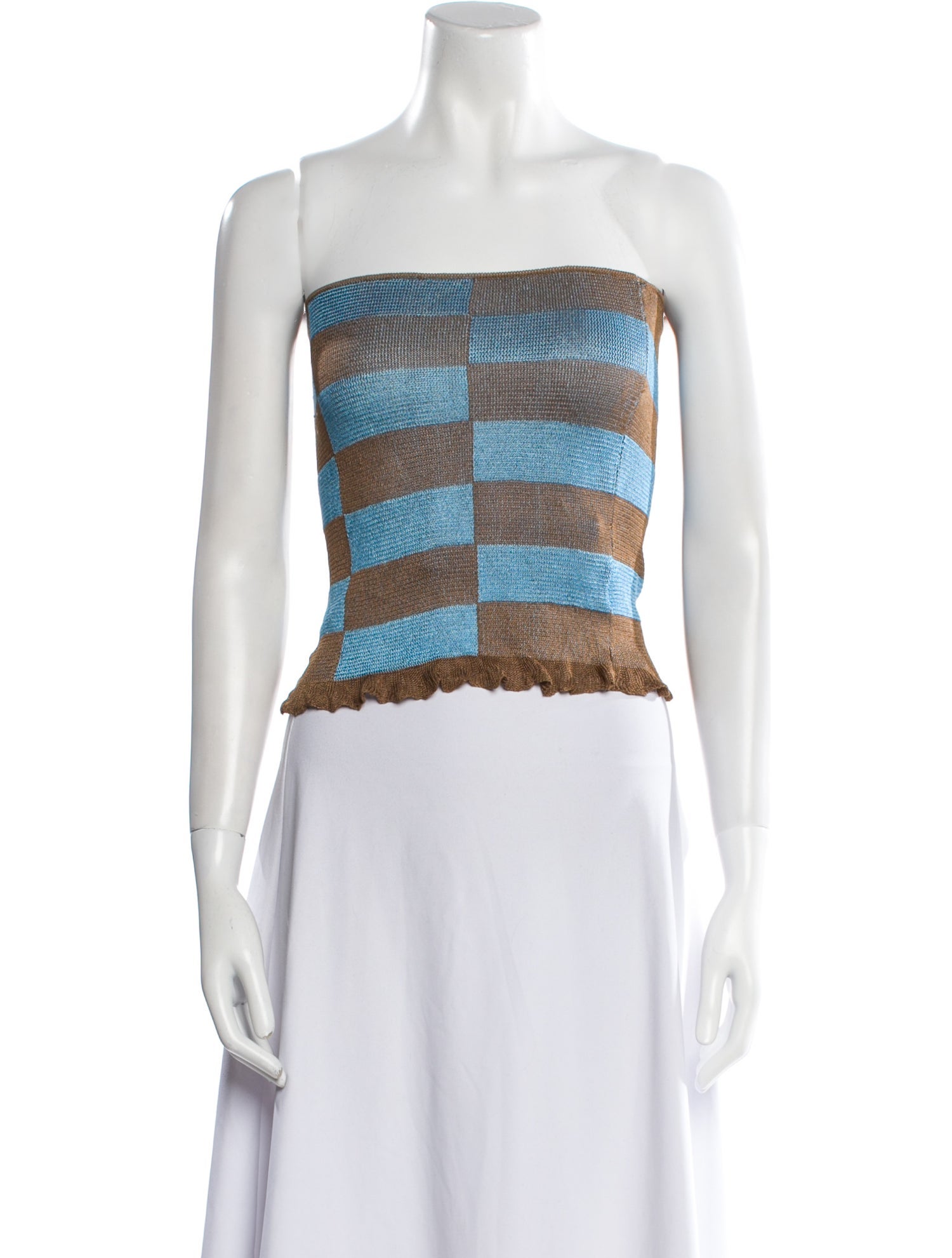 Gimaguas Striped Strapless Crop Top