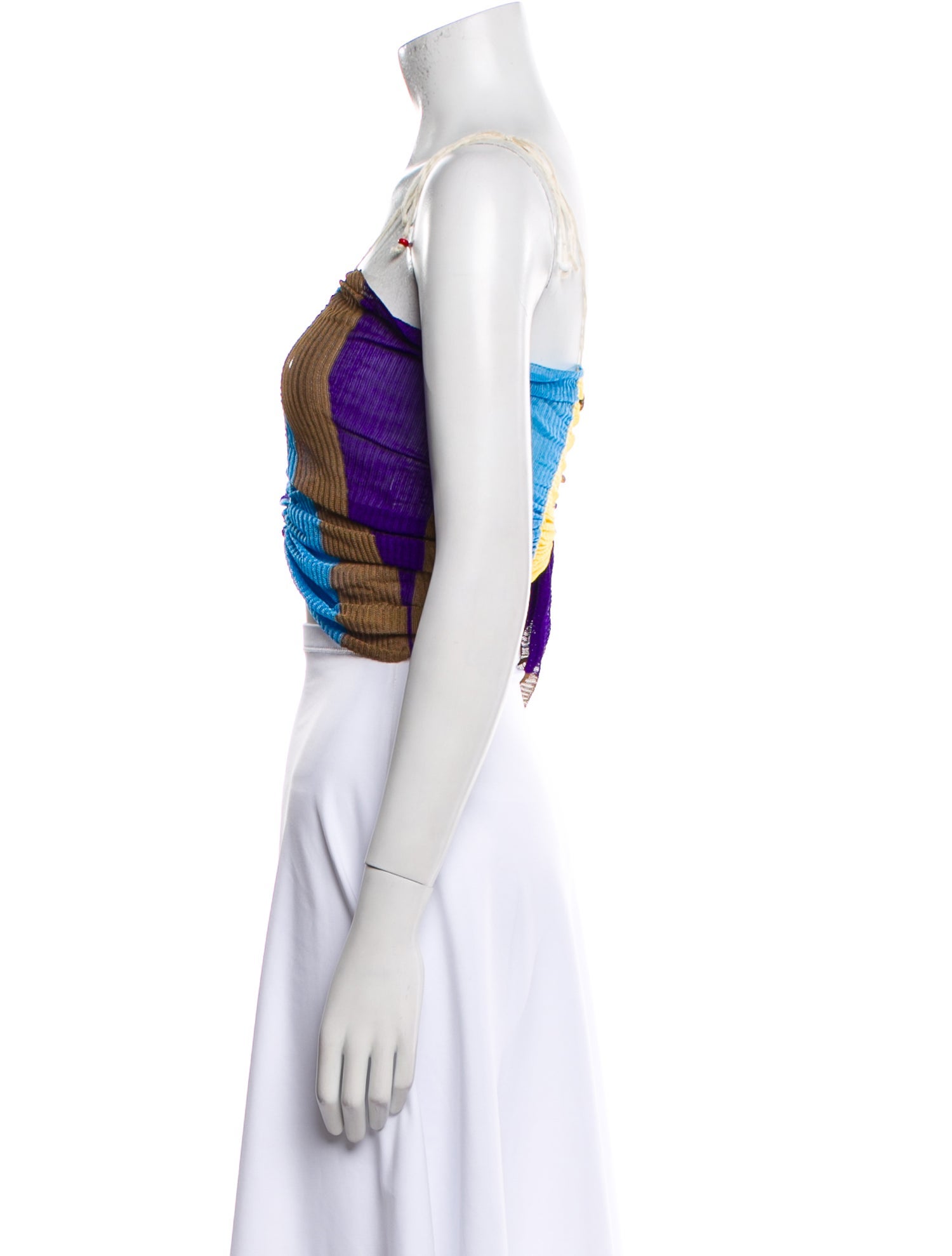 Gimaguas Striped Square Neckline Crop Top