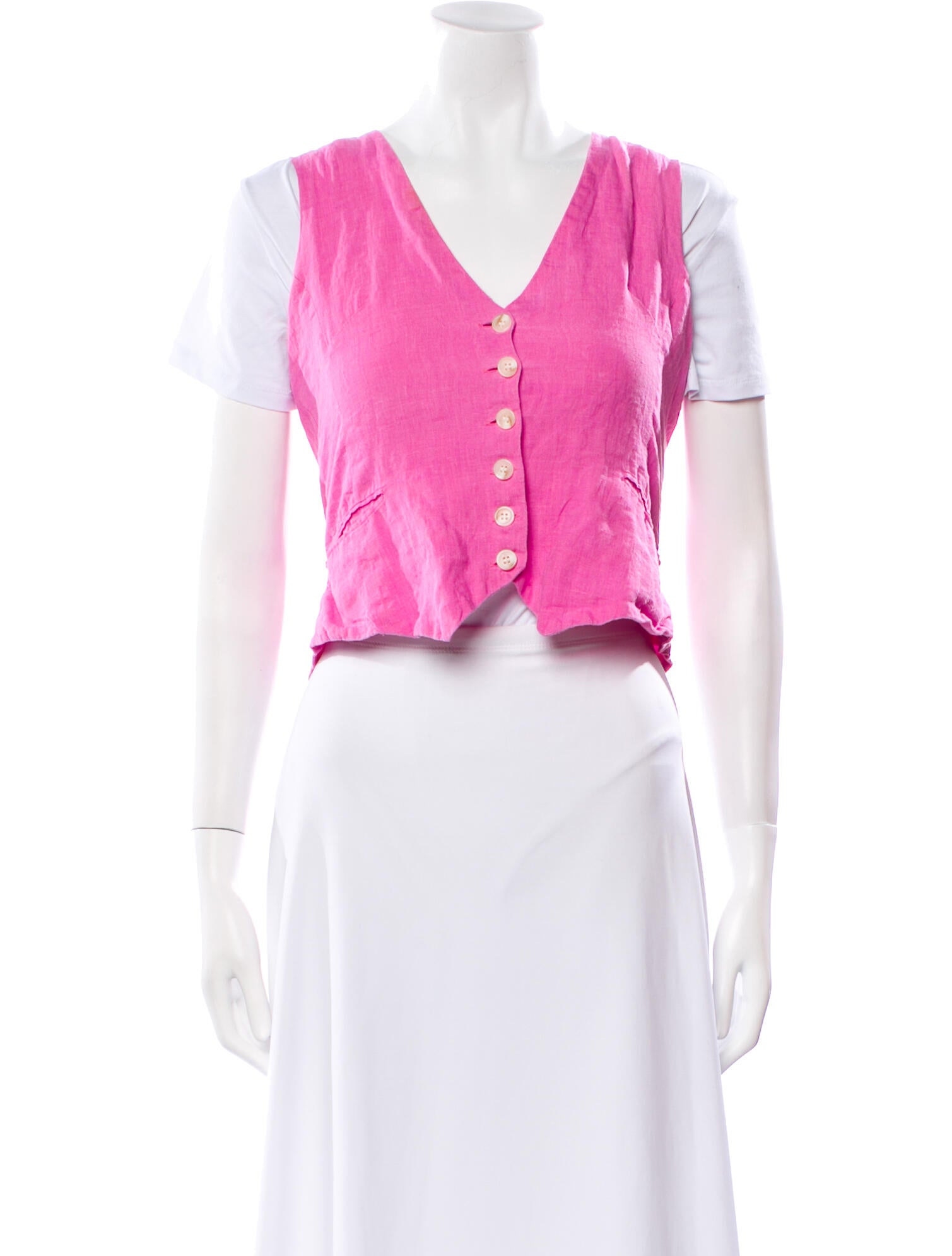 Gimaguas Linen V-Neck Crop Top