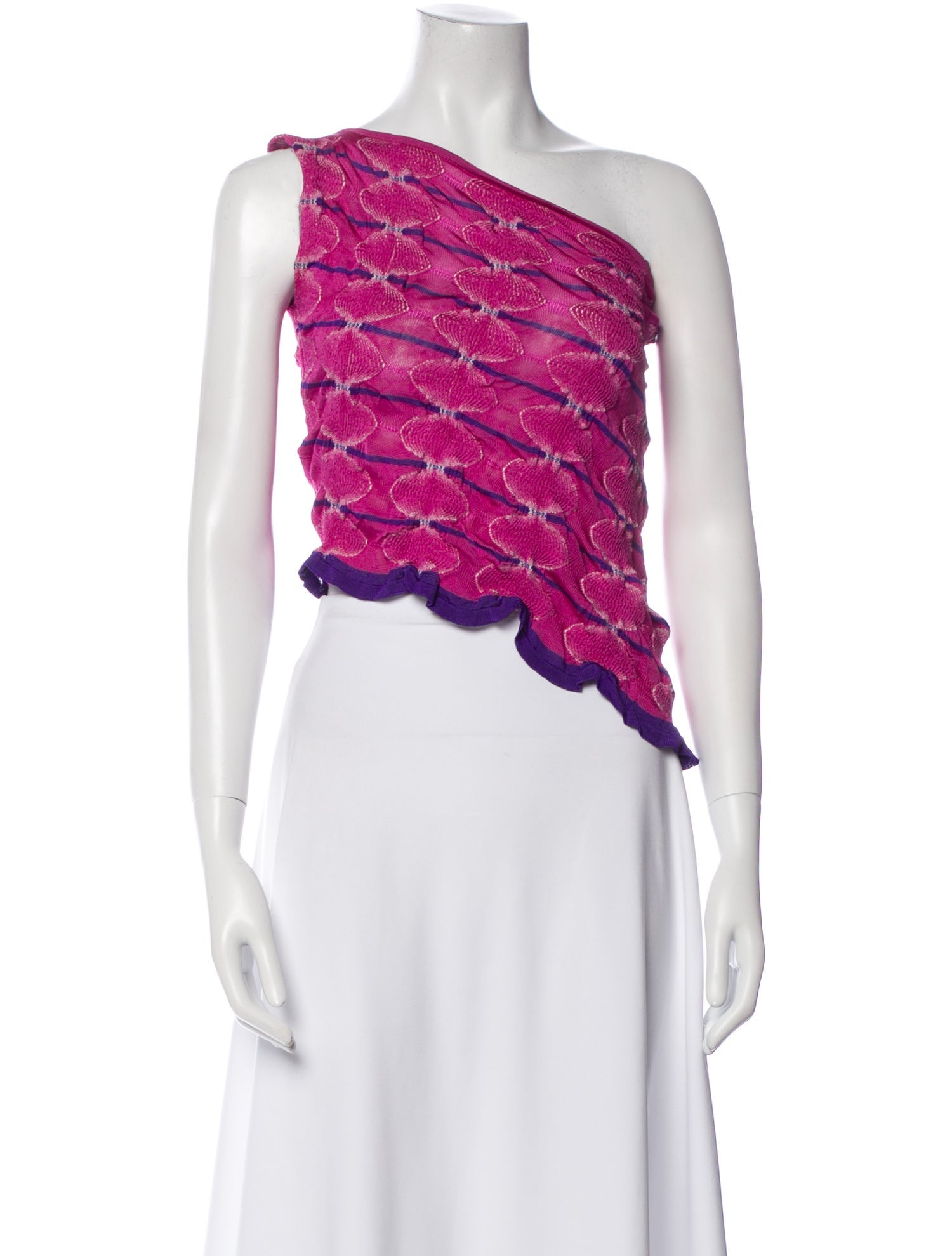 Gimaguas Printed One-Shoulder Crop Top