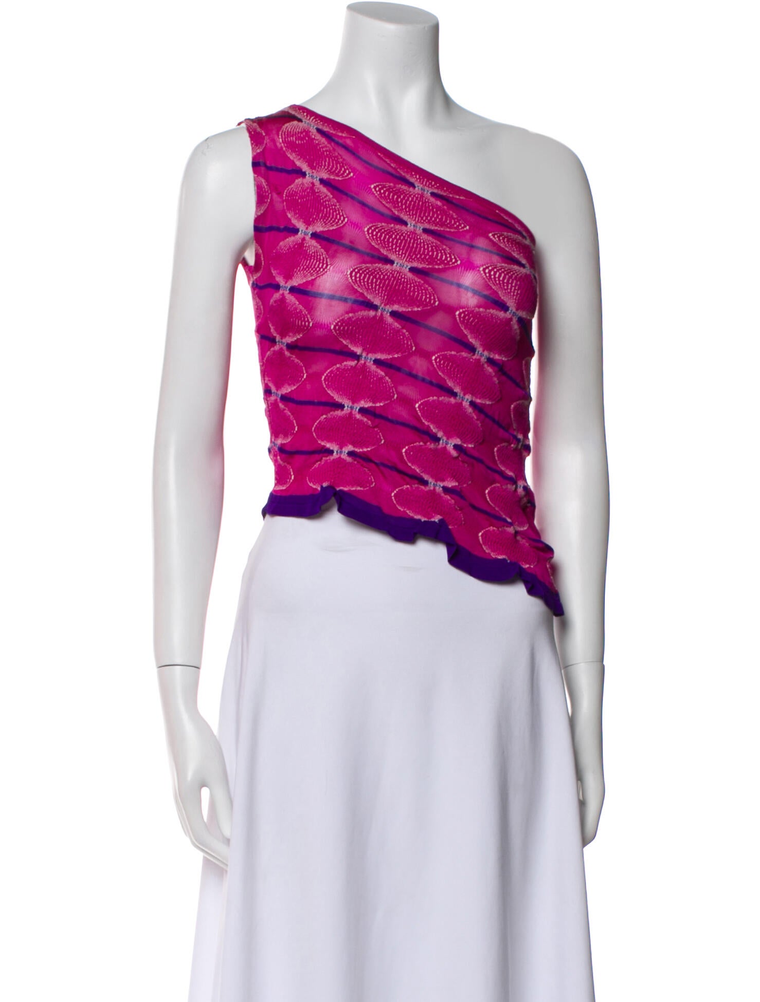 Gimaguas Printed One-Shoulder Crop Top