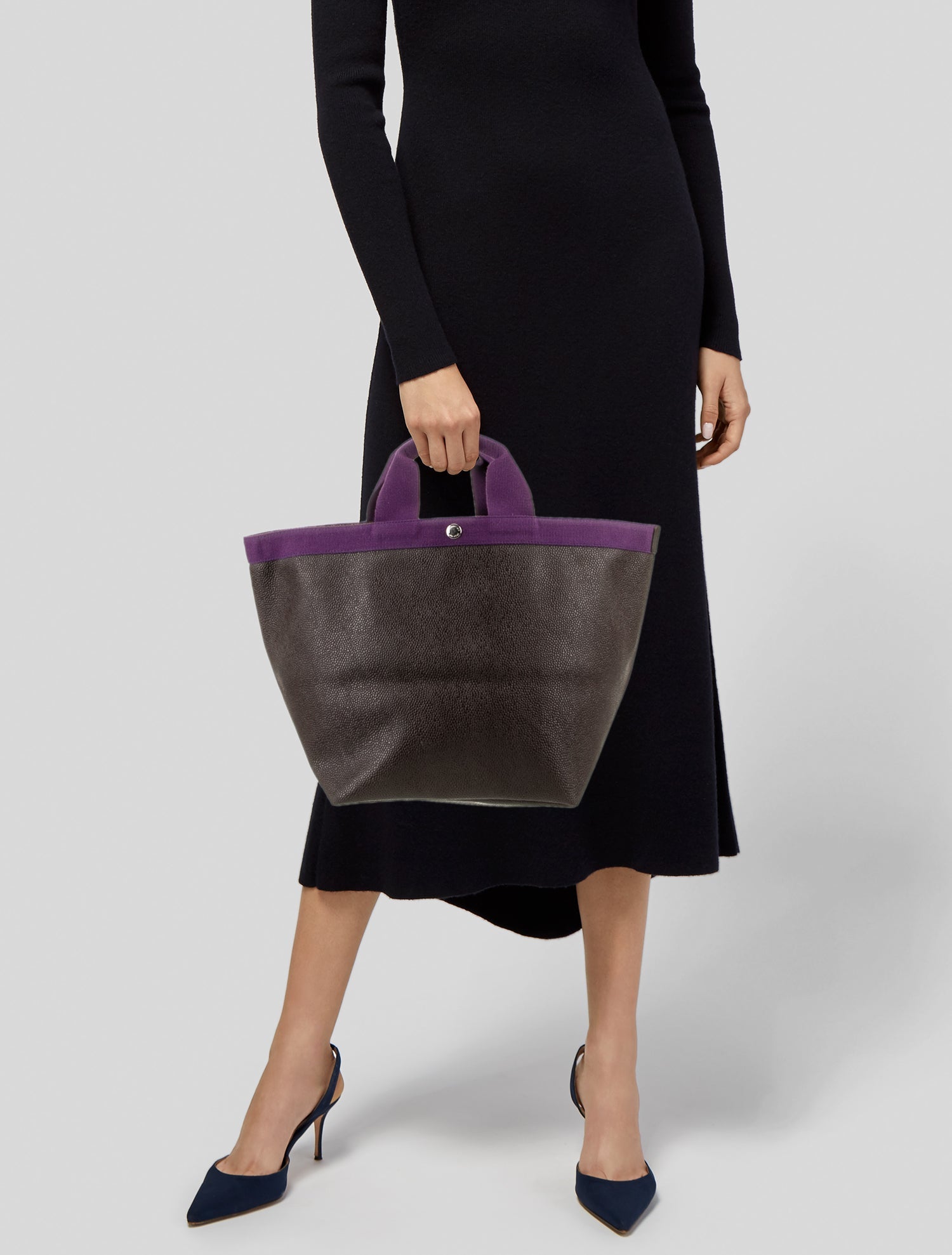 Hervé Chapelier Embossed Leather Tote