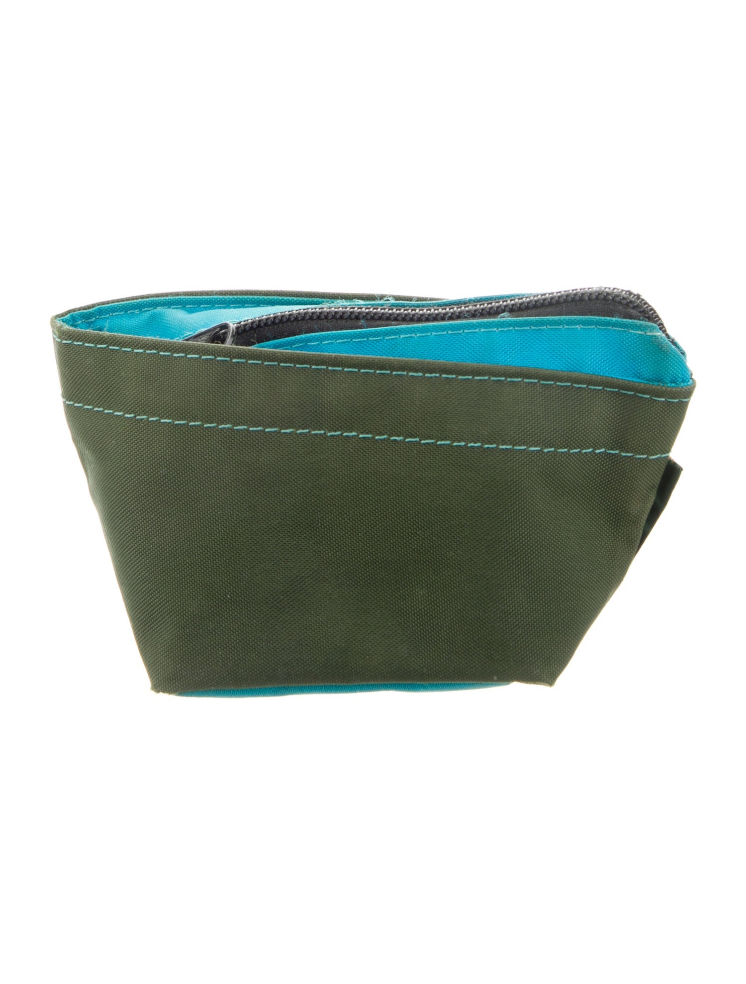 Hervé Chapelier Nylon Colorblock Pattern Coin Pouch