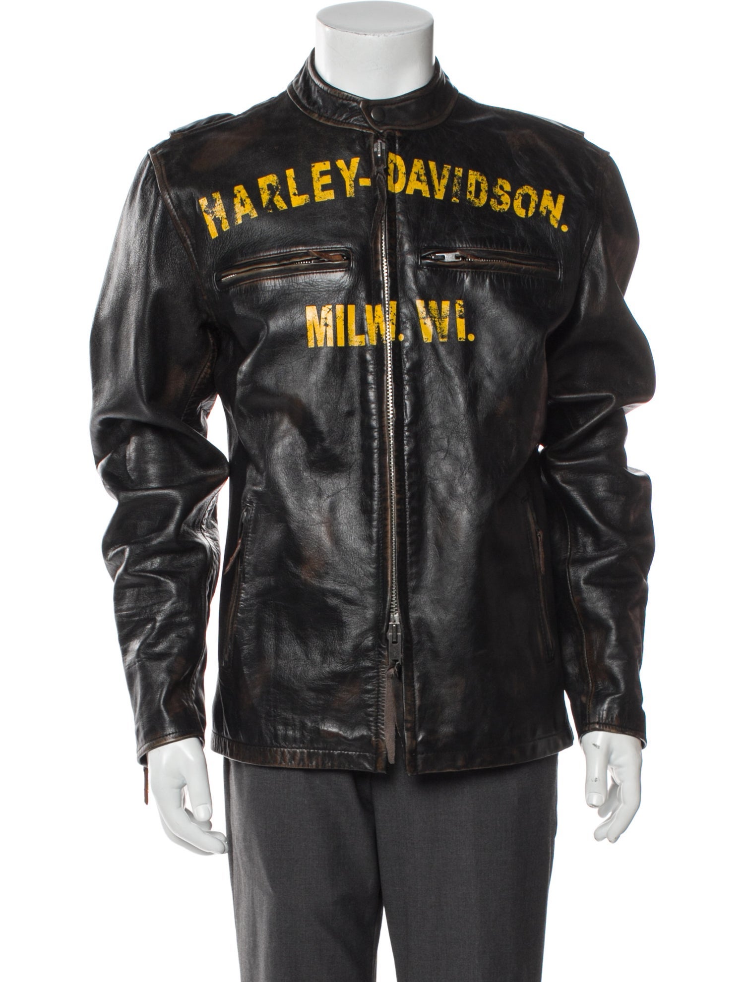 Harley Davidson Leather Graphic Print Moto Jacket