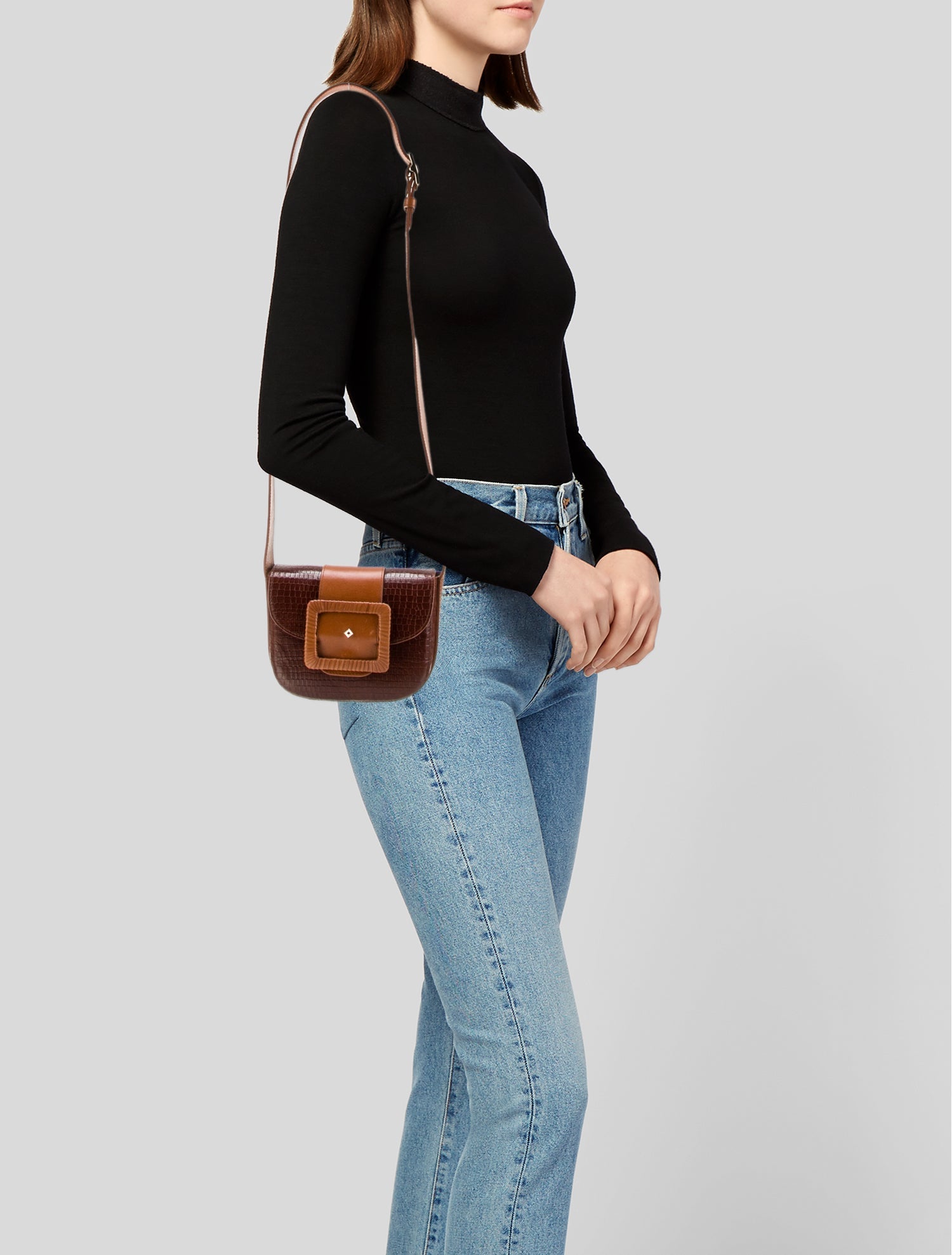 Herbert Frère Soeur Embossed Leather Crossbody Bag