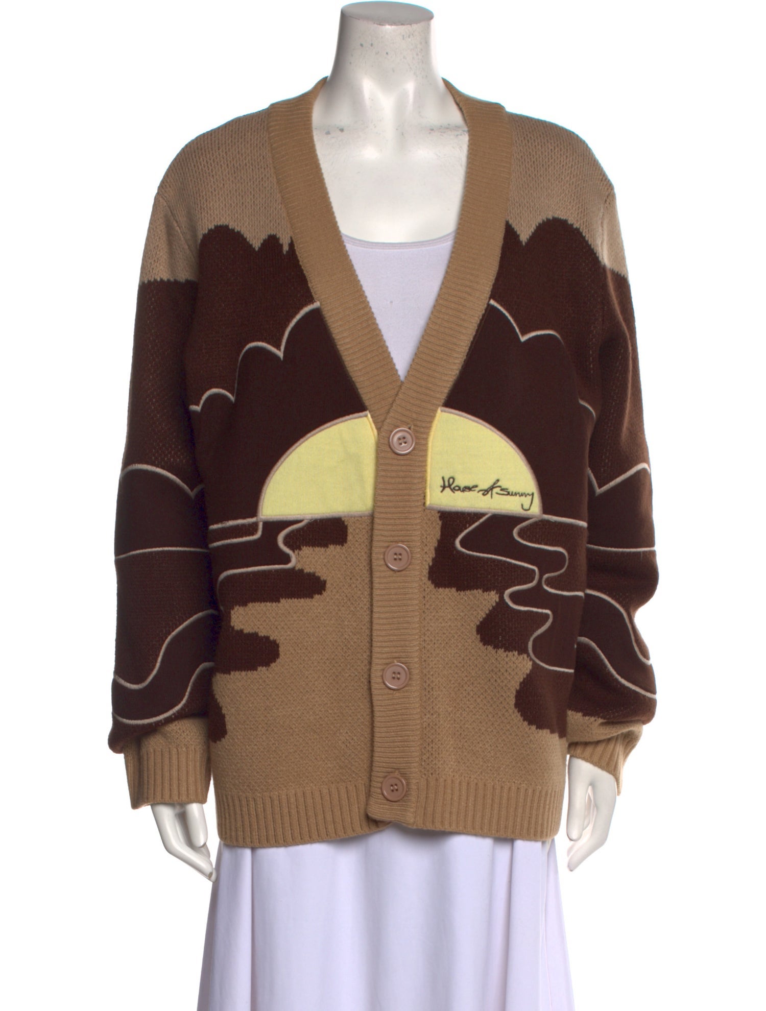 House of Sunny Printed V-Neck Sweater