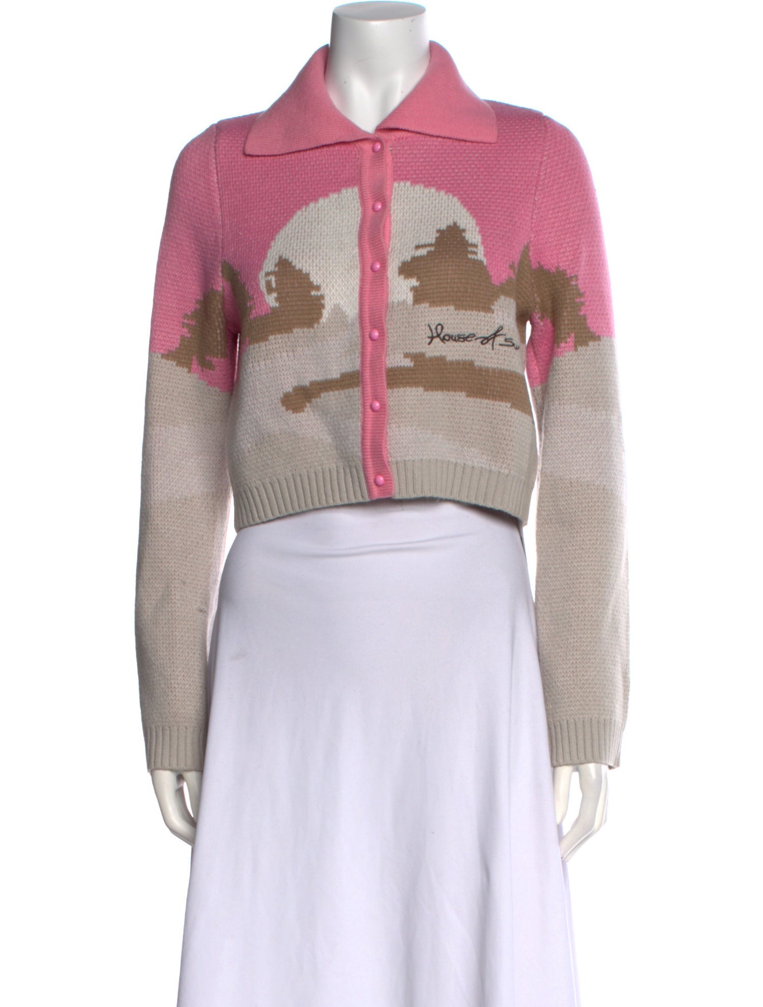 House of Sunny Printed V-Neck Sweater