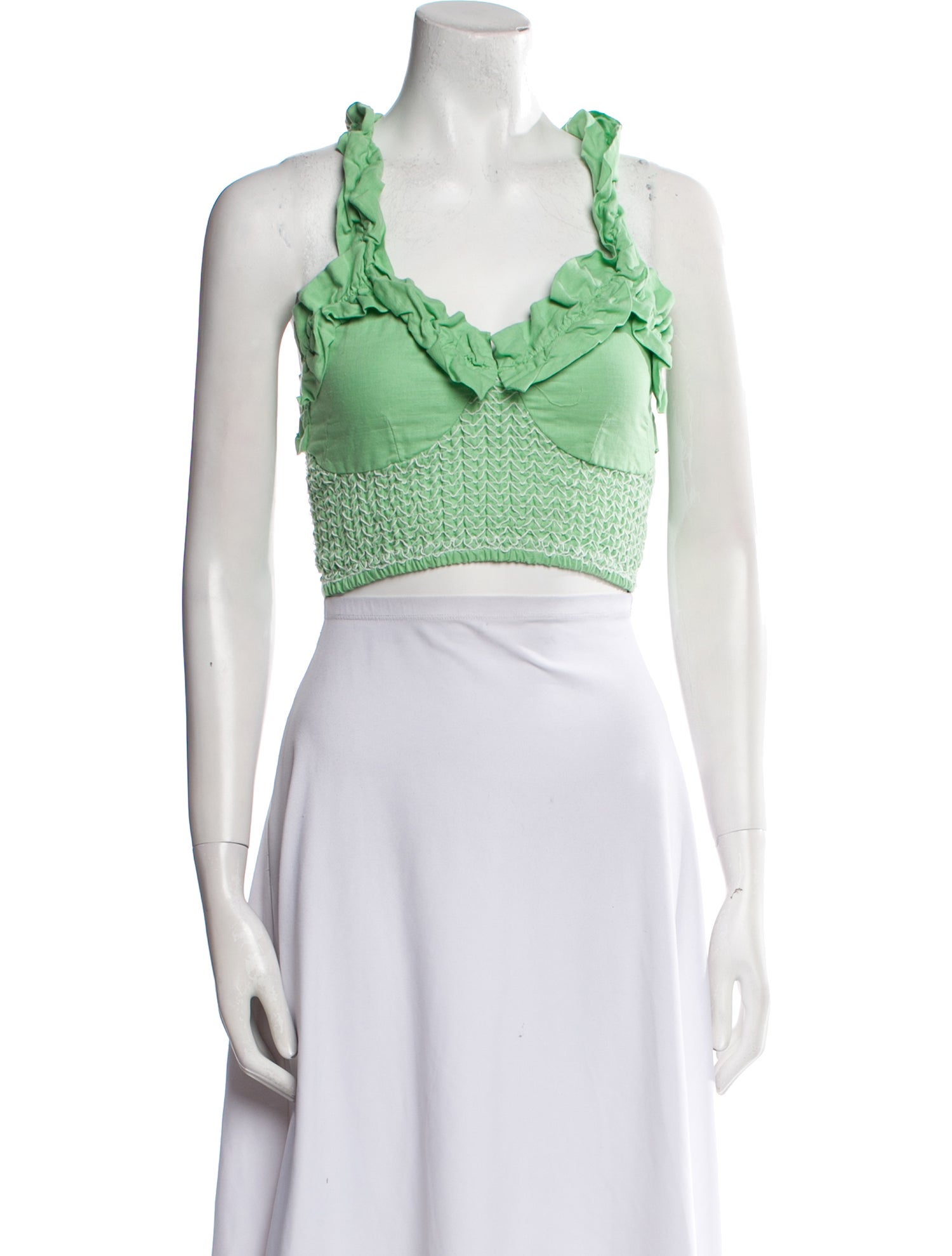 House of Sunny Linen Square Neckline Crop Top