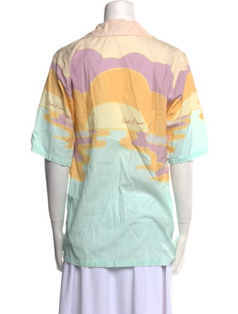 House of Sunny Printed Short Sleeve Button-Up Top
