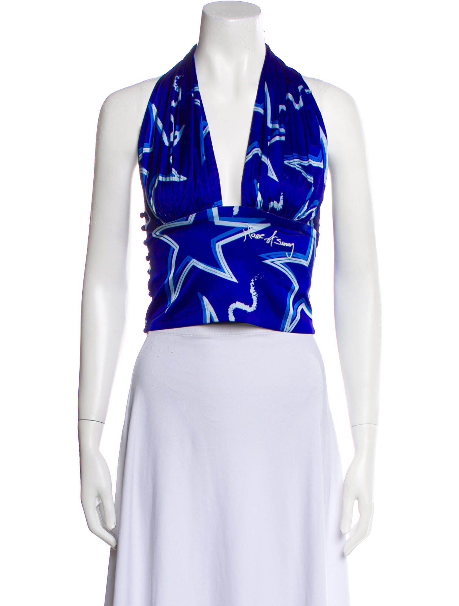 House of Sunny Printed V-Neck Crop Top