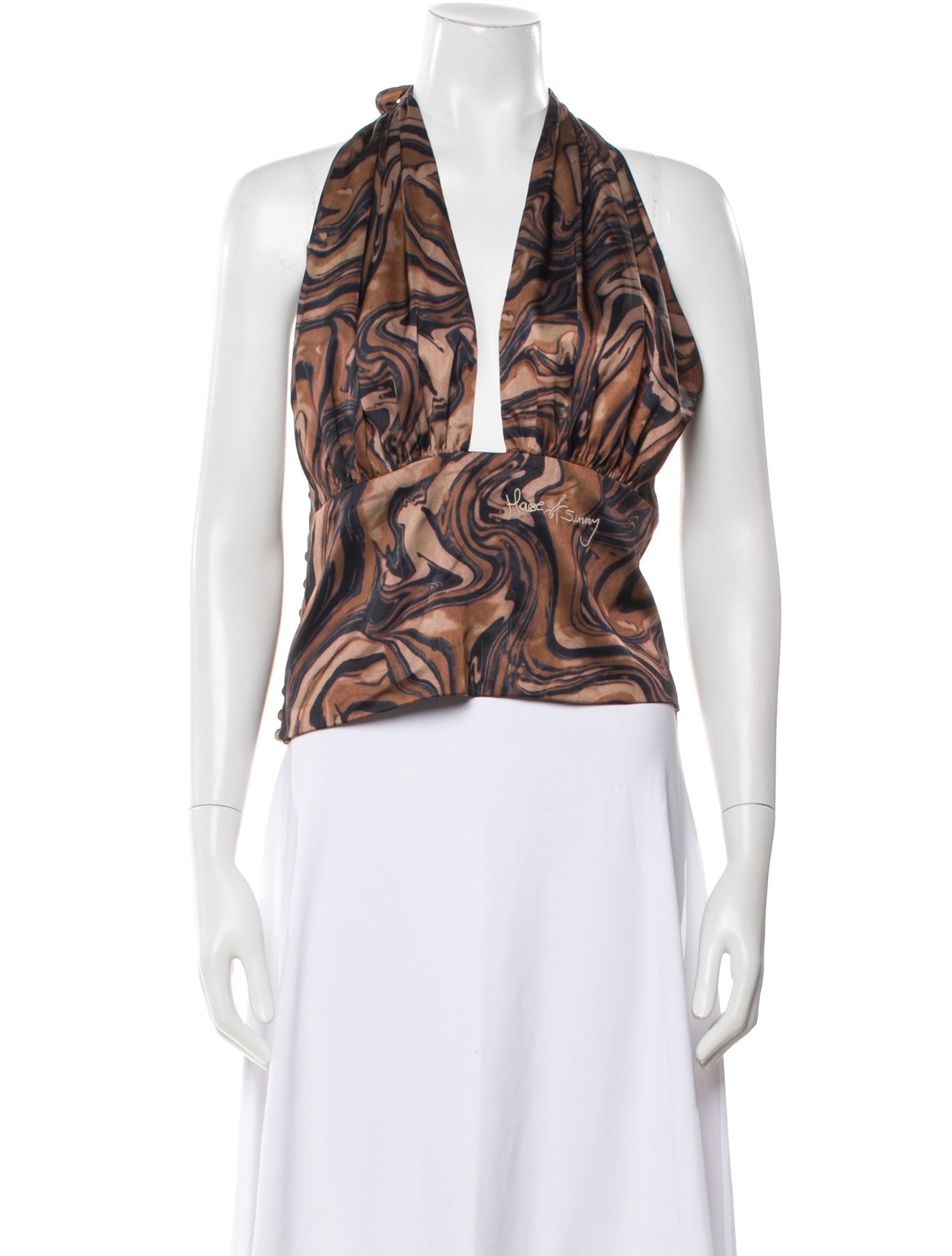 House of Sunny Printed V-Neck Crop Top