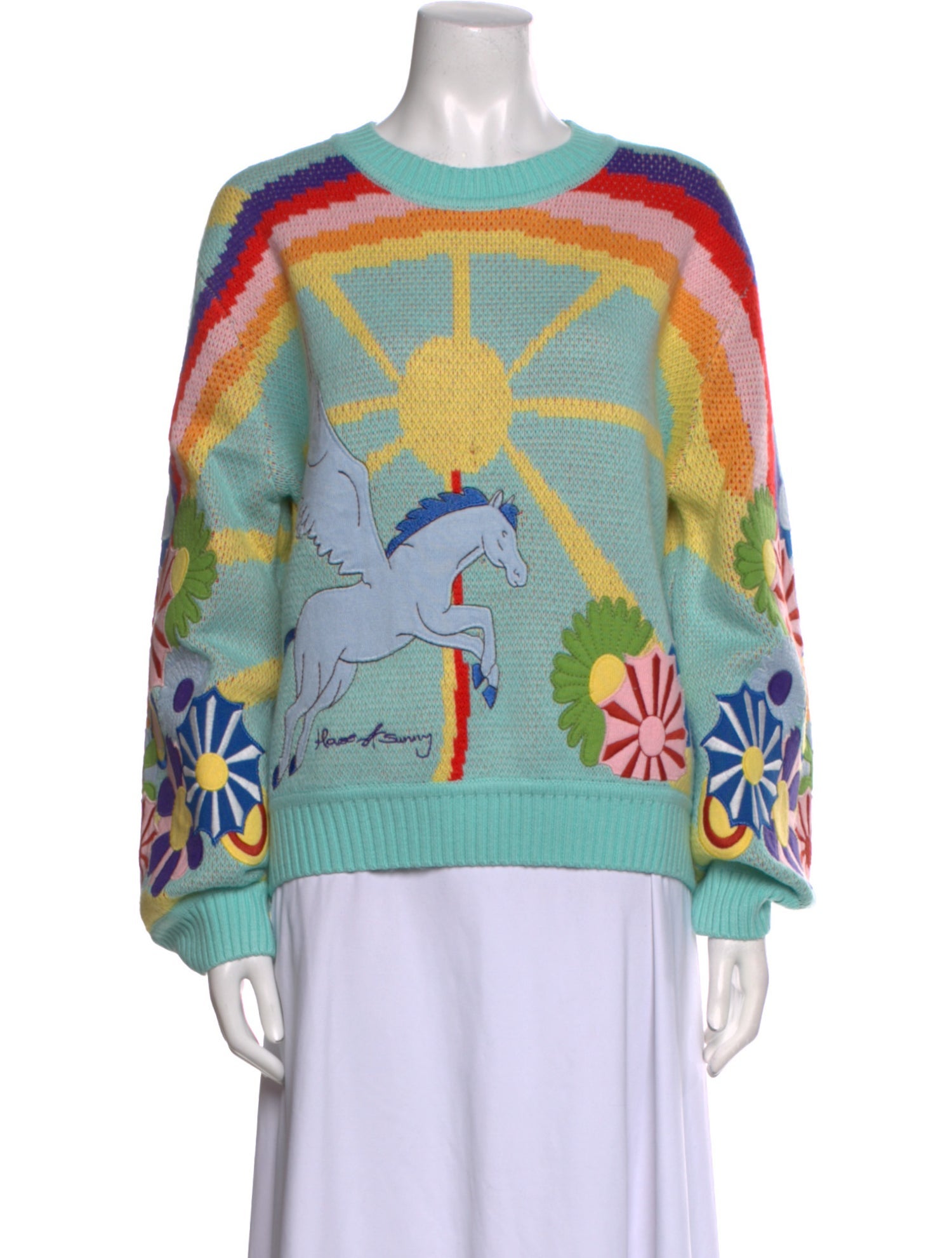 House of Sunny Printed Crew Neck Sweater