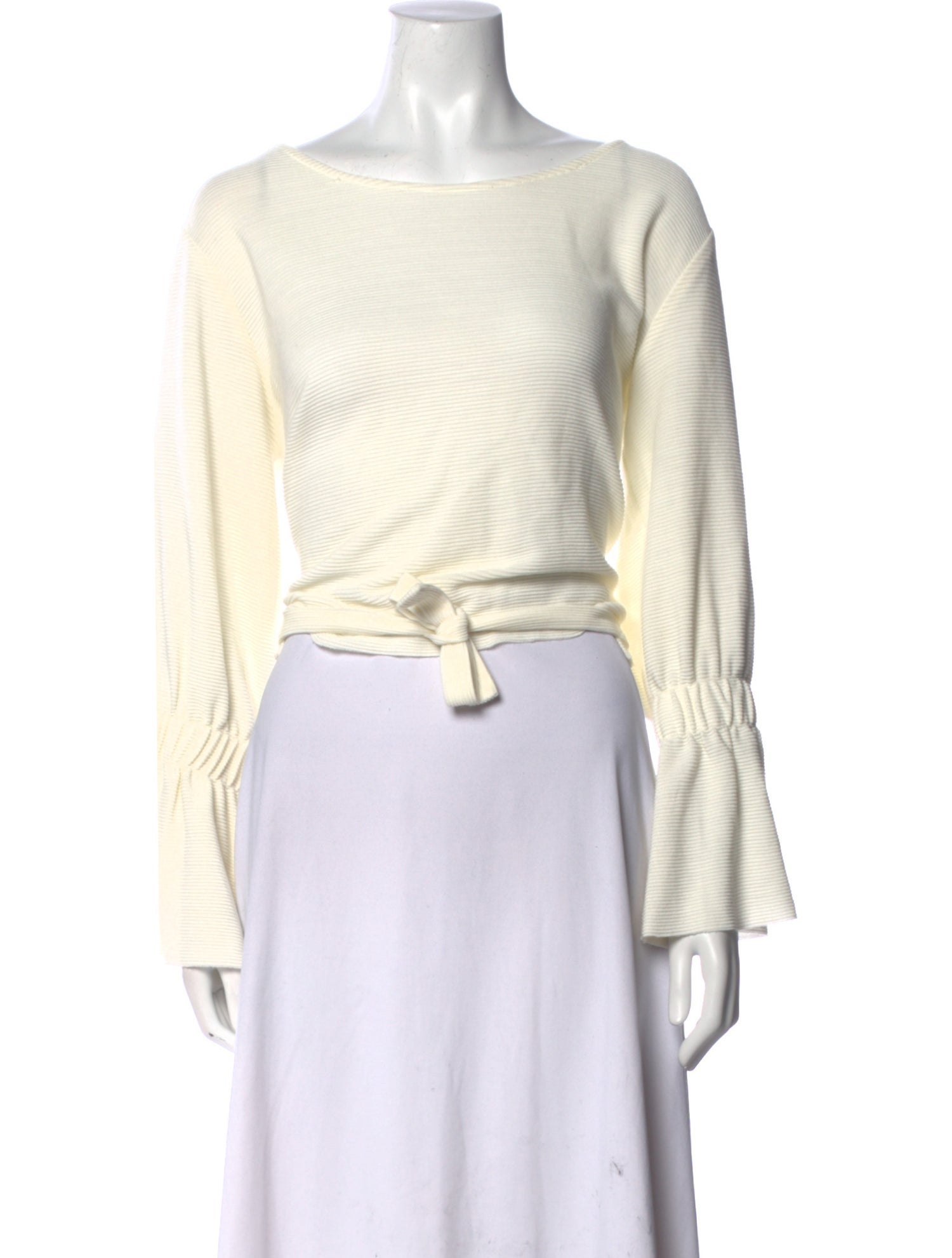 House of Sunny Bateau Neckline Long Sleeve Crop Top