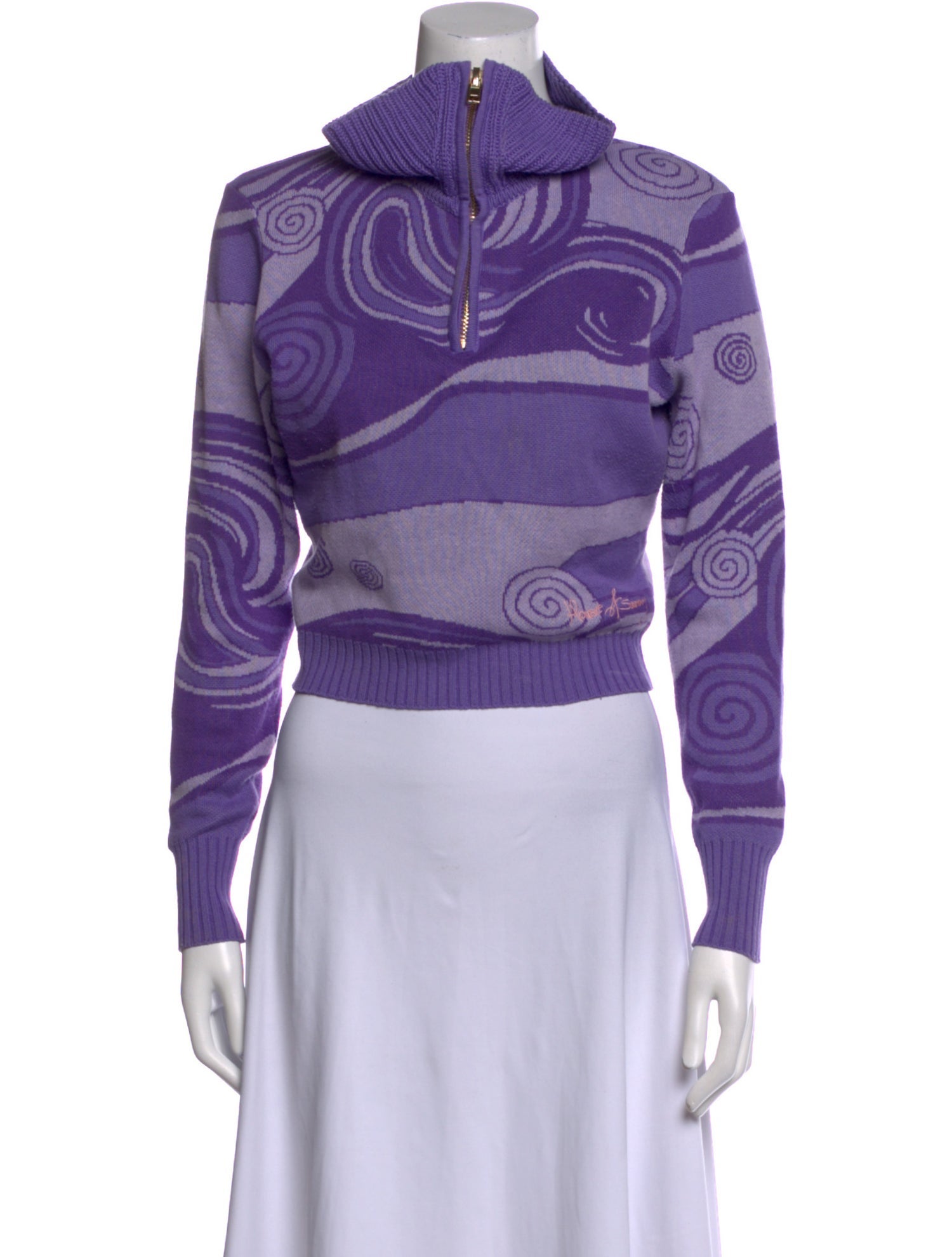 House of Sunny Printed Mock Neck Sweater