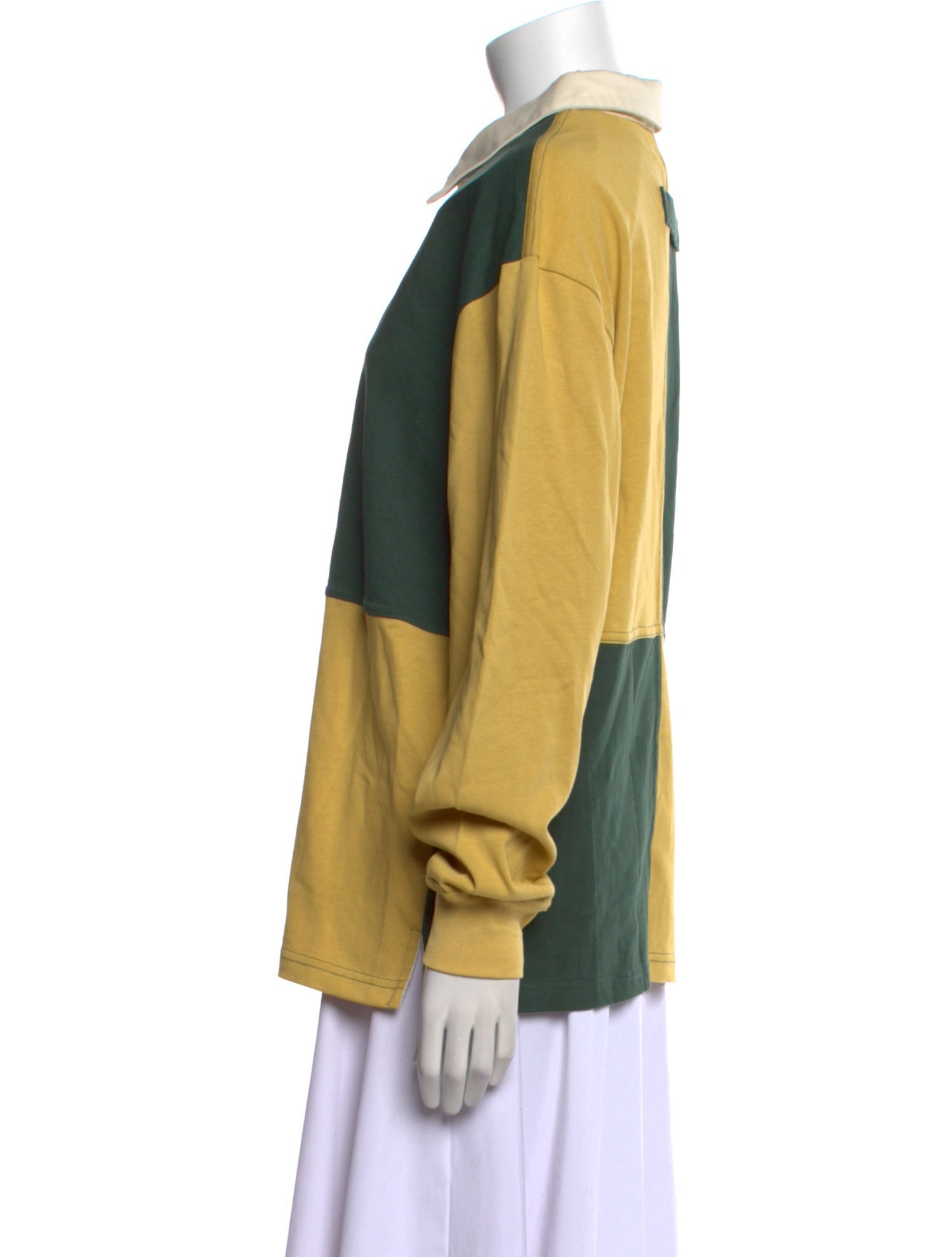 House of Sunny Colorblock Pattern Long Sleeve Polo