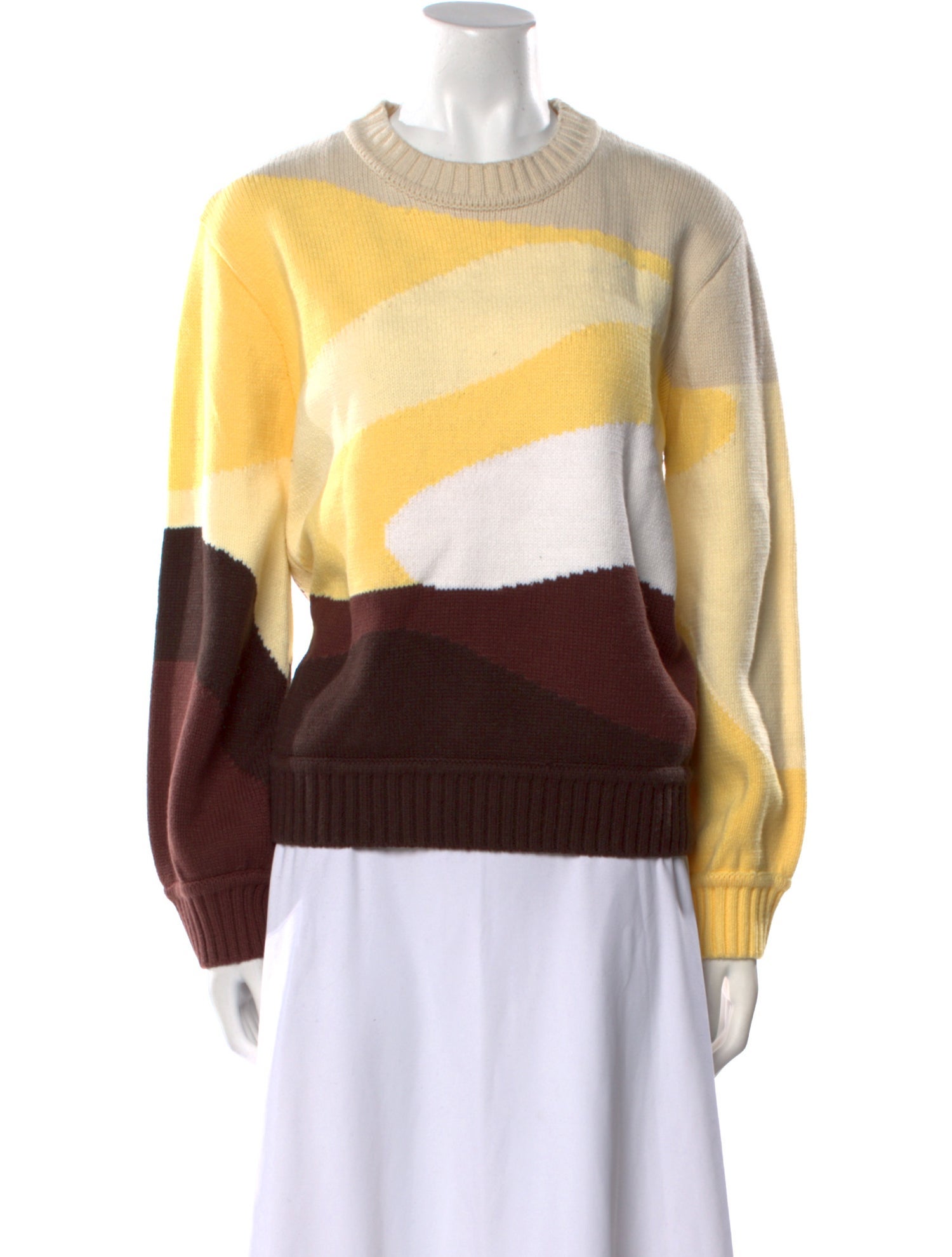 House of Sunny Colorblock Pattern Crew Neck Sweater