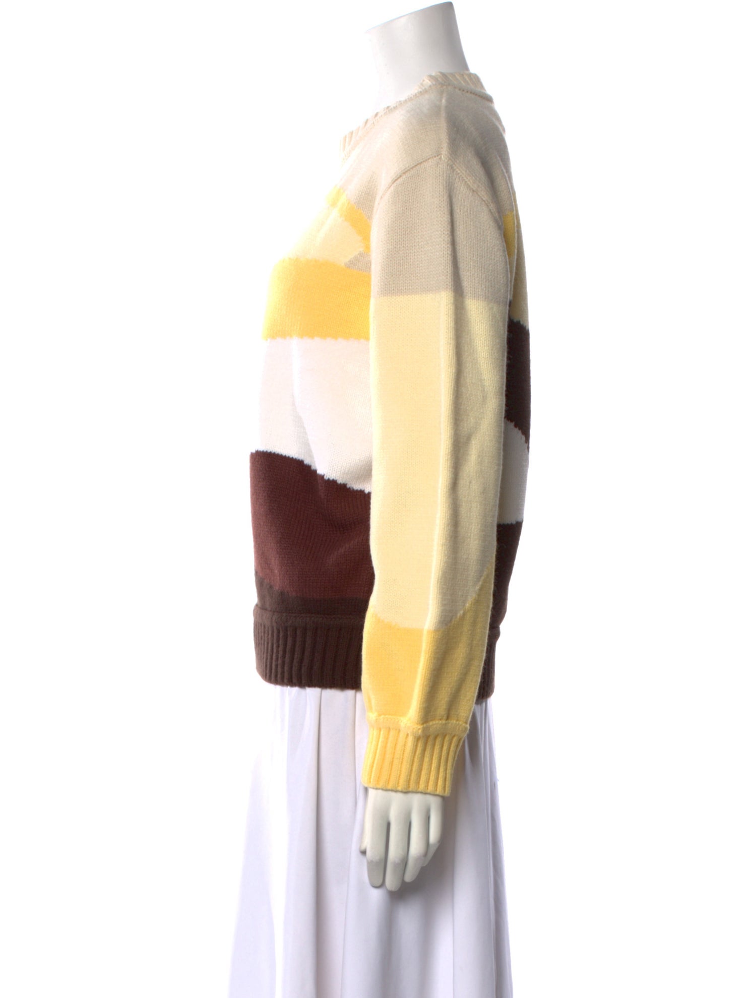 House of Sunny Colorblock Pattern Crew Neck Sweater