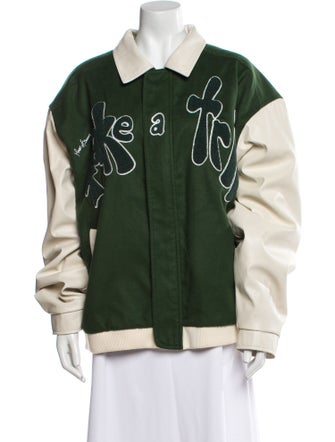 House of Sunny Colorblock Pattern Bomber Jacket