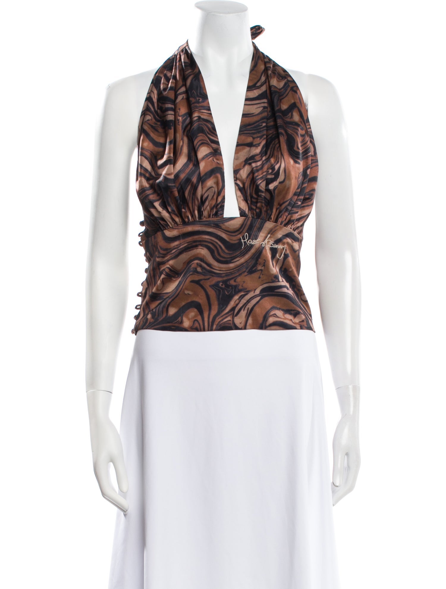 House of Sunny Printed V-Neck Crop Top