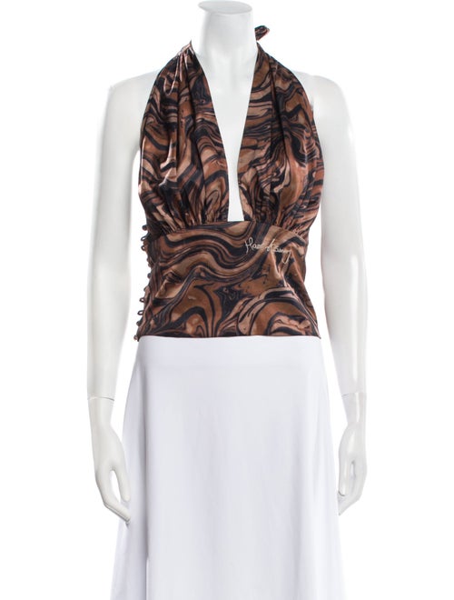 House of Sunny Printed V-Neck Crop Top