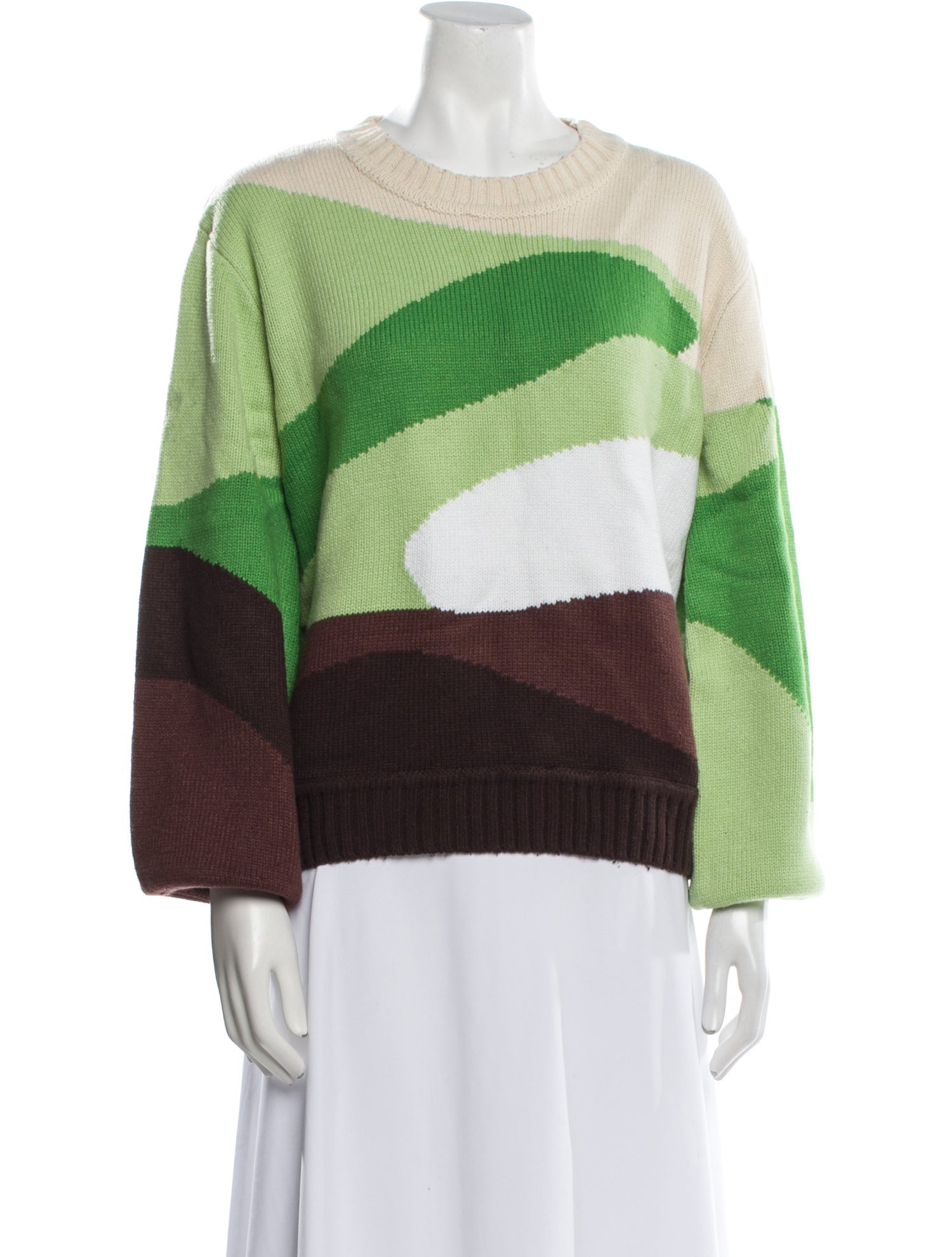 House of Sunny Colorblock Pattern Crew Neck Sweater