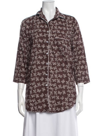 Pre-owned Julia Amory Floral Print Top In Brown