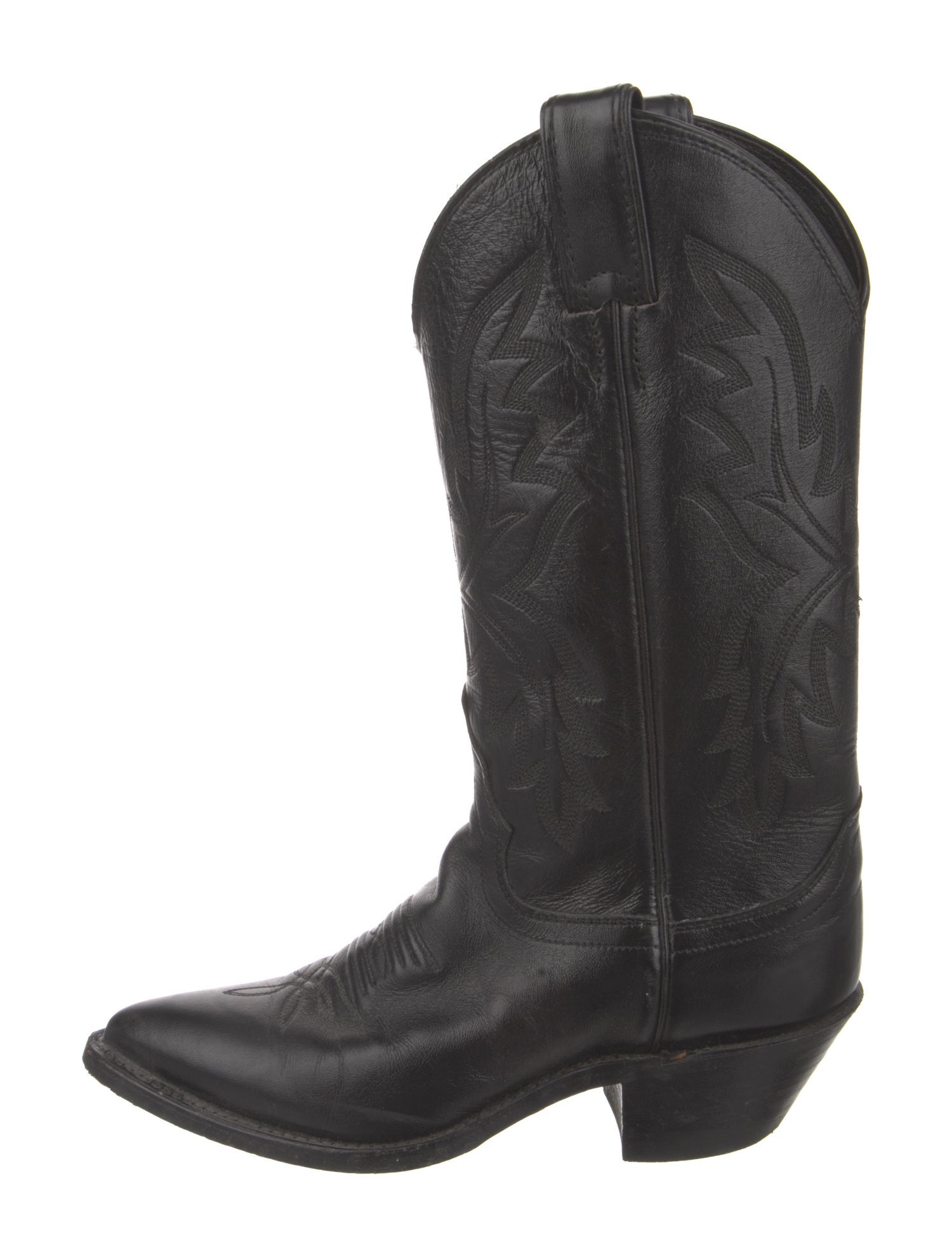 Justin Boots Leather Embroidered Accent Western Boots