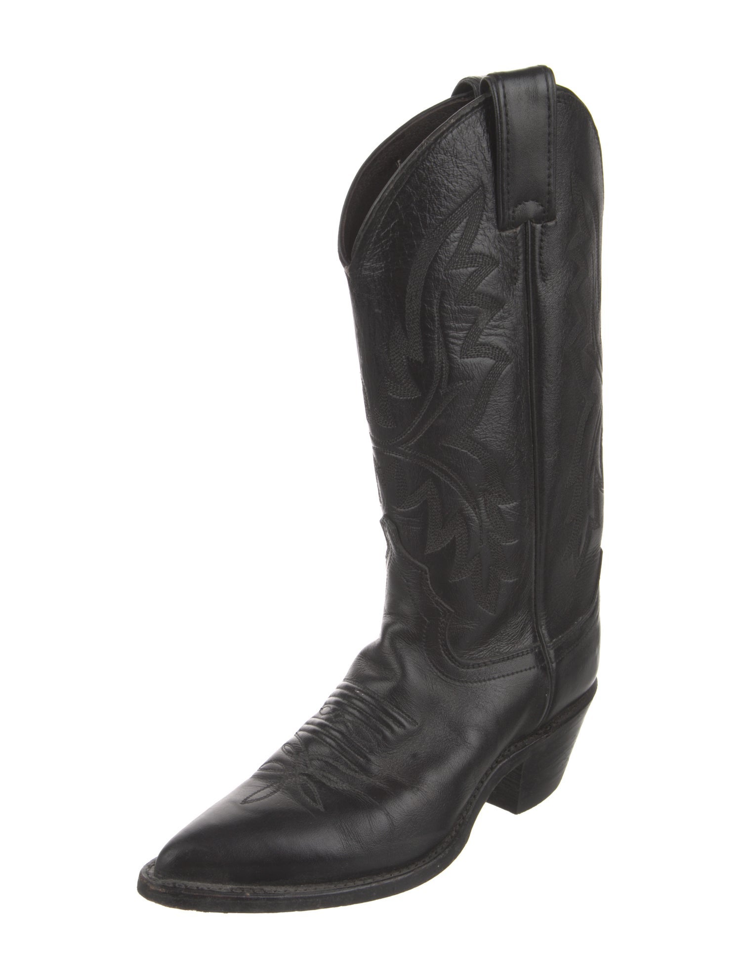 Justin Boots Leather Embroidered Accent Western Boots