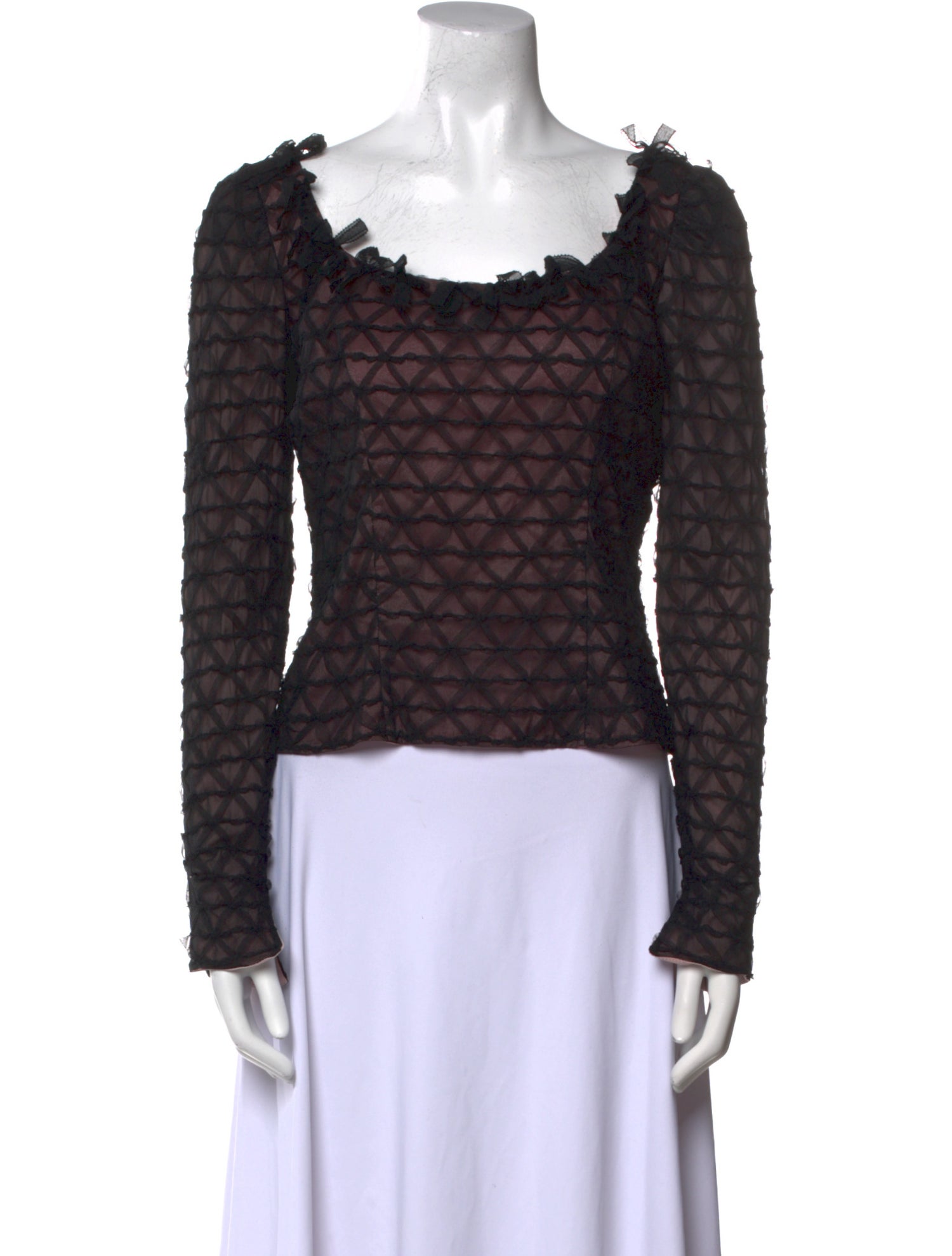 Kathryn Dianos Silk Lace Pattern Crop Top