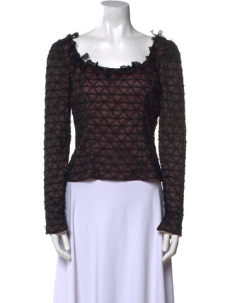 Kathryn Dianos Silk Lace Pattern Crop Top