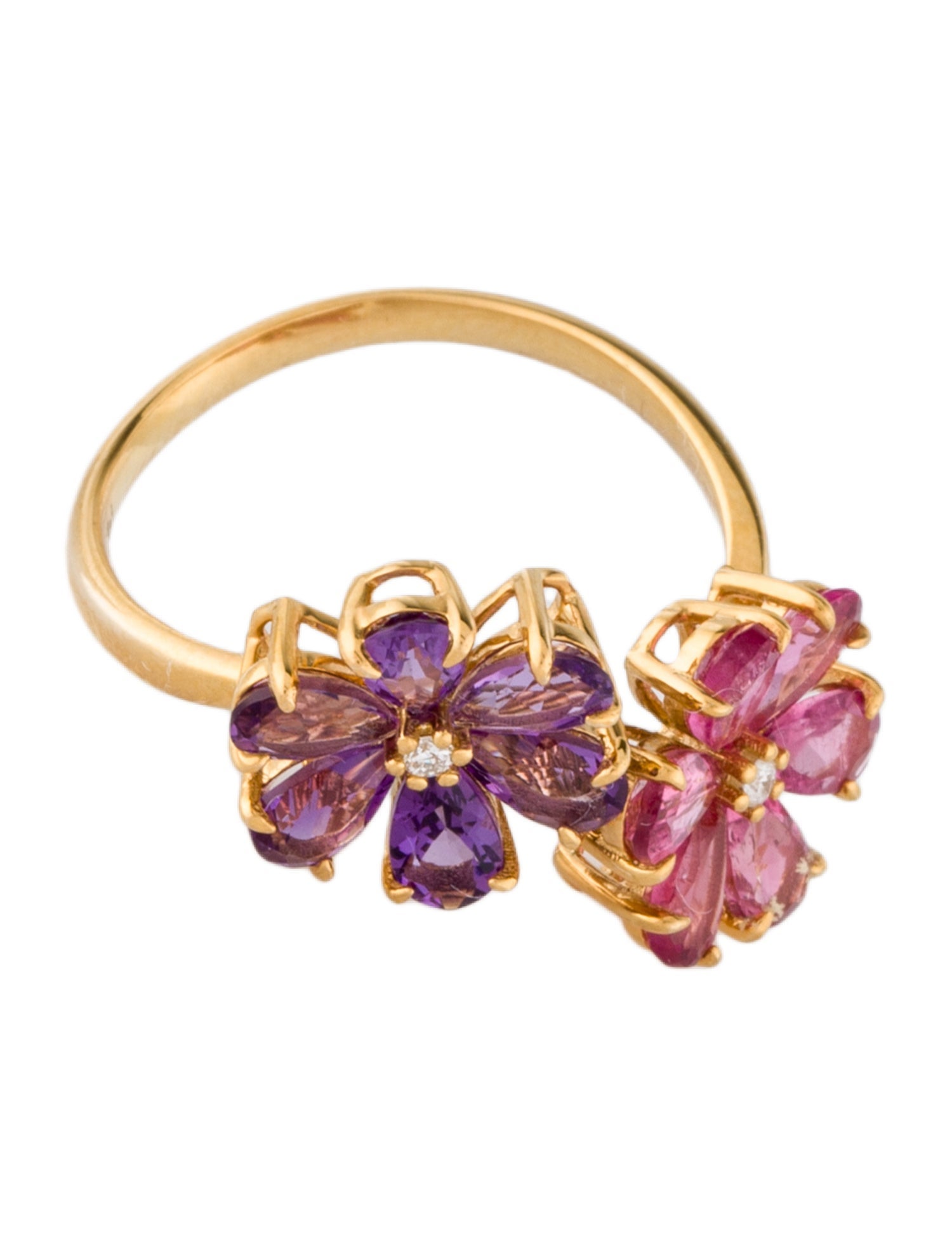 Kai 14K Tourmaline, Amethyst & Diamond Flower Cocktail Ring