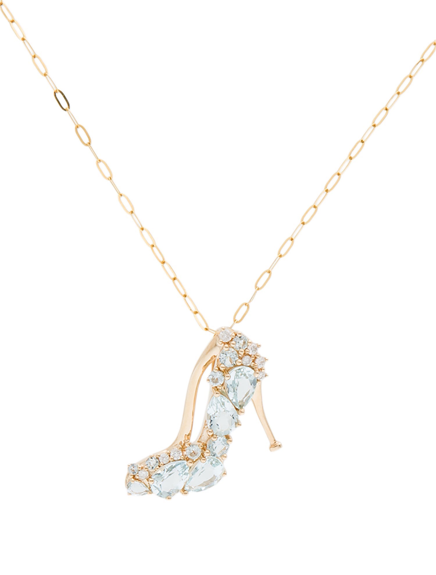 Kai Aquamarine & Diamond Glass Slipper Pendant Necklace