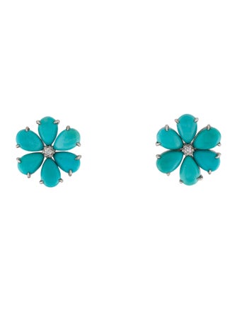 Kai Turquoise & Diamond Stud Earrings