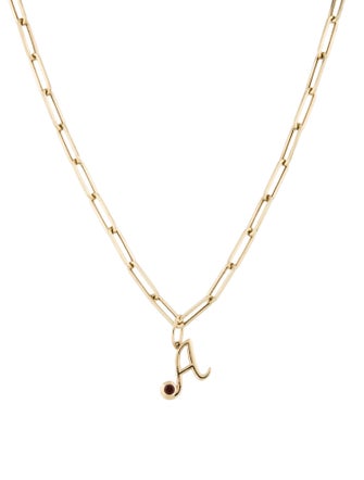 Kai 14K Garnet Cursive Letter 'A ' Paperclip Chain Necklace