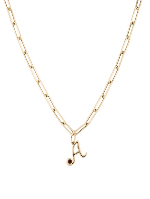 Kai 14K Garnet Cursive Letter 'A ' Paperclip Chain Necklace