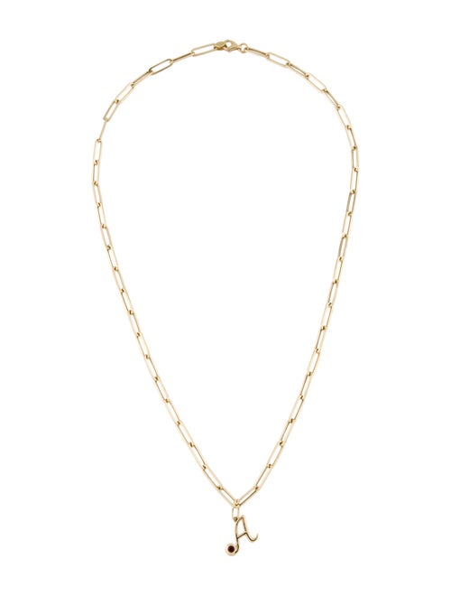 Kai 14K Garnet Cursive Letter 'A ' Paperclip Chain Necklace