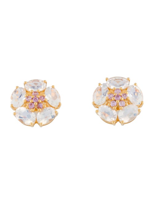 Kai 14K Moonstone Labradorite & Sapphire Flower Stud Earrings