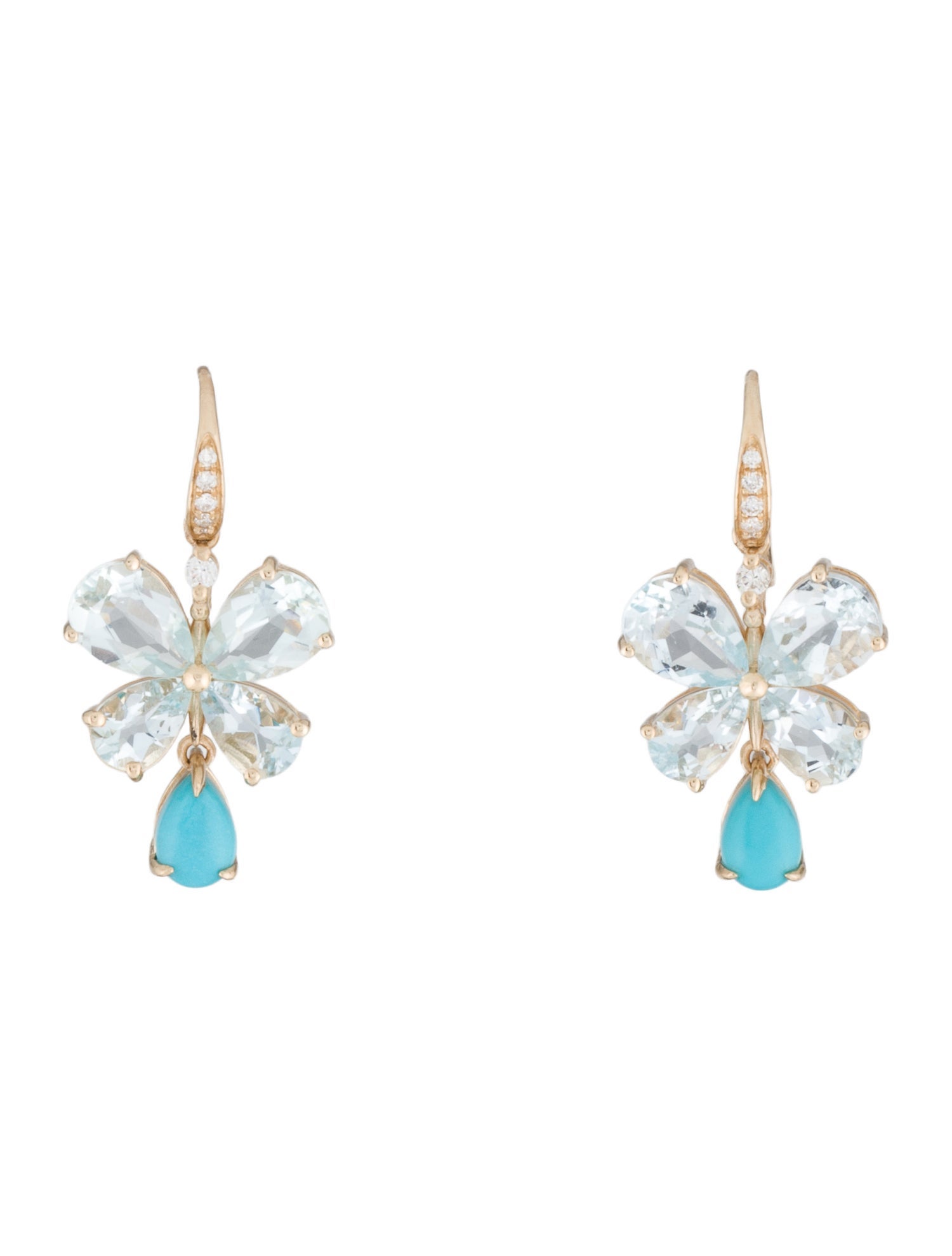 Kai 14K Aquamarine,Turquoise & Diamond Butterfly Drop Earrings