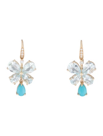 Kai 14K Aquamarine,Turquoise & Diamond Butterfly Drop Earrings