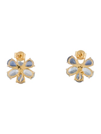 Kai 14K Aquamarine, Sapphire & Diamond Flora Blossom Stud Earrings