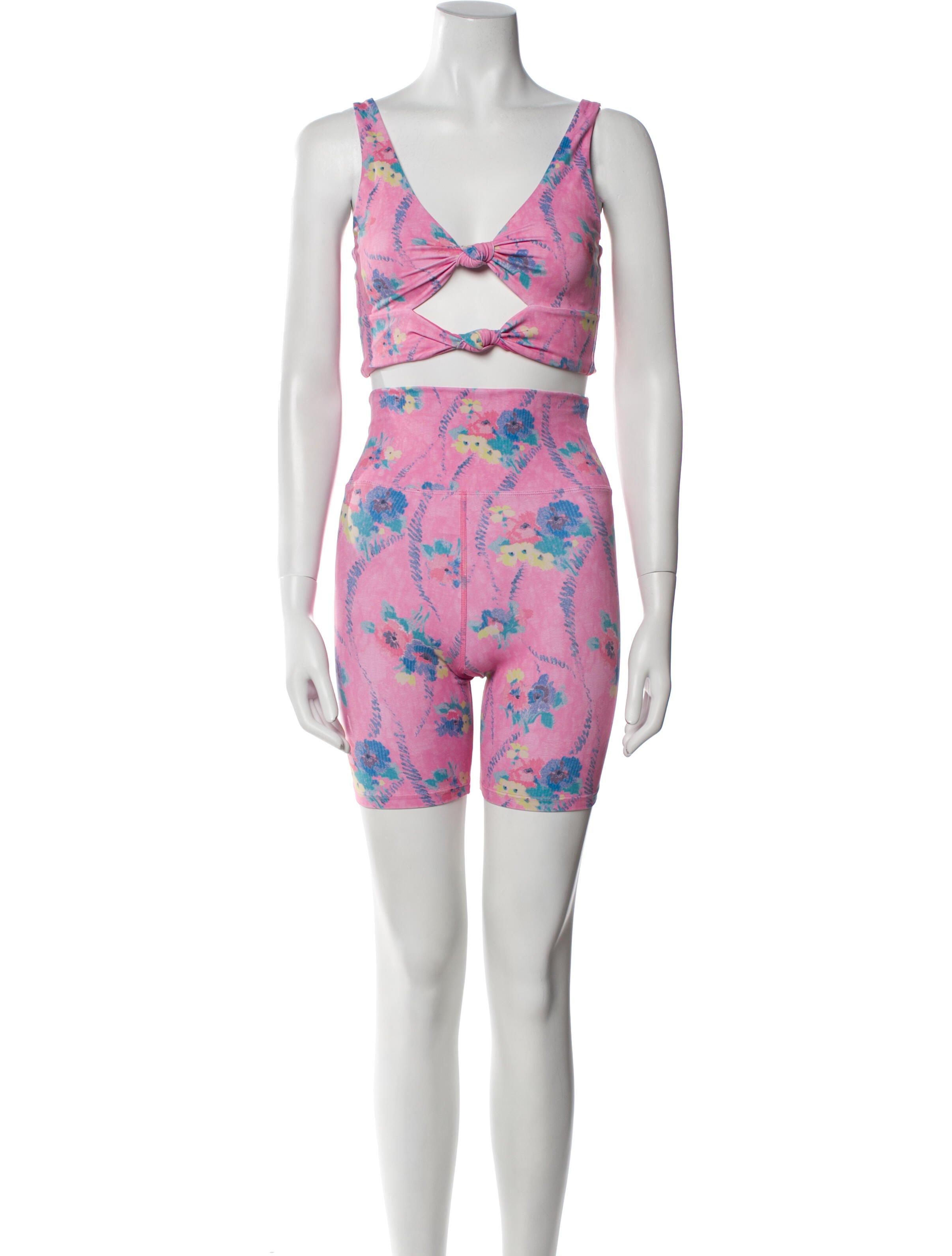 LoveShackFancy x Beach Riot Floral Print Bow Accents Short Set