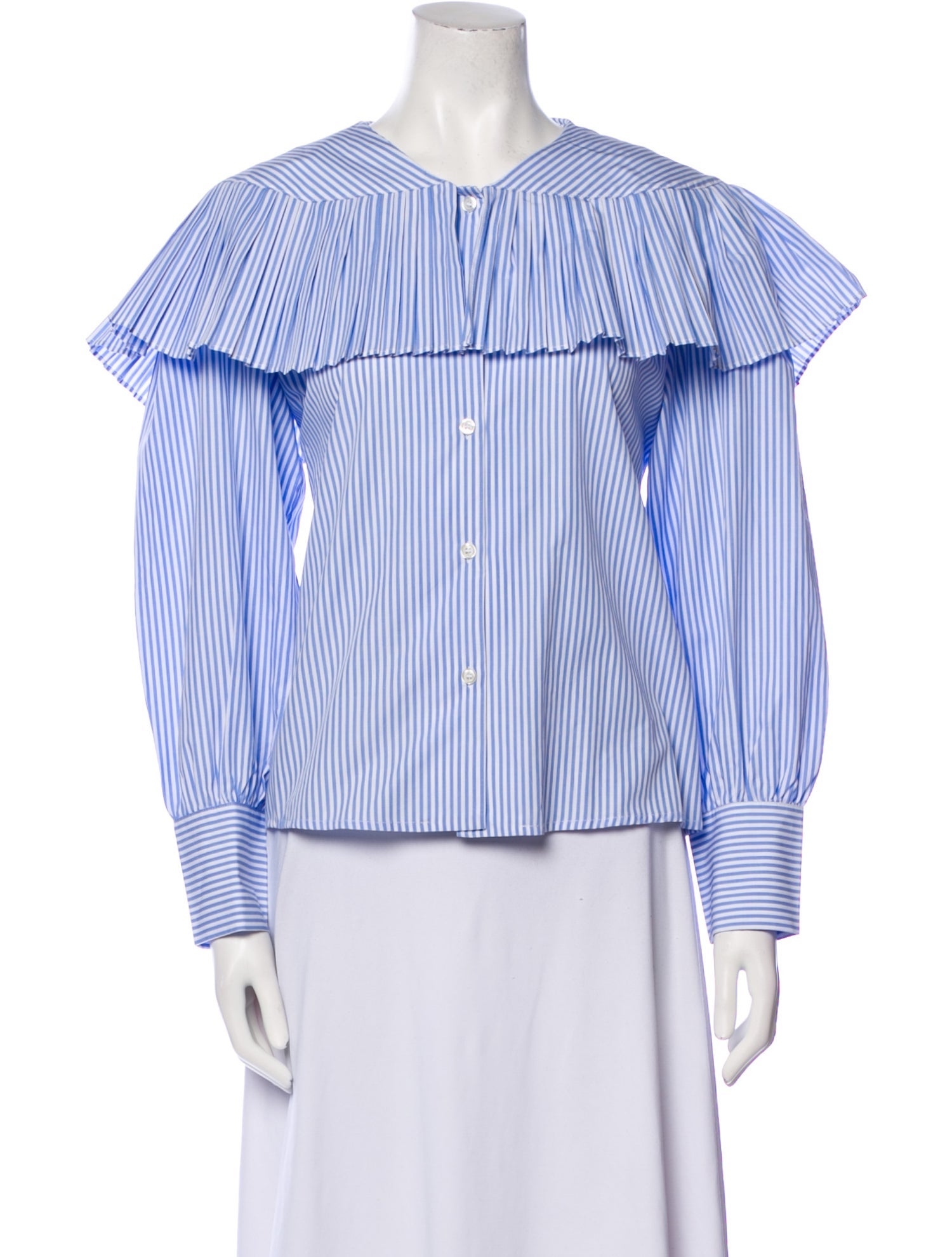 La Veste Striped V-Neck Button-Up Top w/ Tags