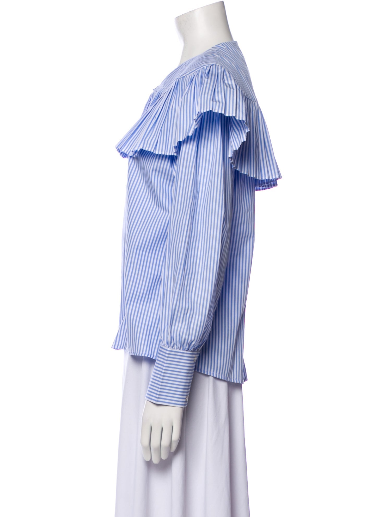 La Veste Striped V-Neck Button-Up Top w/ Tags